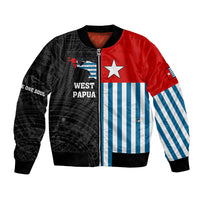 Personalised West Papua Bomber Jacket Polynesian Pattern With Coat Of Arms LT05 Unisex Blue - Polynesian Pride