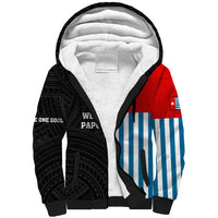 Personalised West Papua Sherpa Hoodie Polynesian Pattern With Coat Of Arms LT05 Unisex Blue - Polynesian Pride