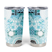 Samoa Siapo Pattern With Teal Hibiscus Tumbler Cup