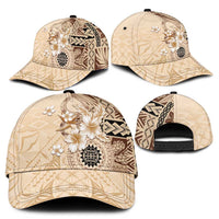 Samoa Siapo Pattern With Beige Hibiscus Classic Cap - Polynesian Pride