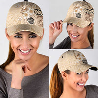 Samoa Siapo Pattern With Beige Hibiscus Classic Cap - Polynesian Pride