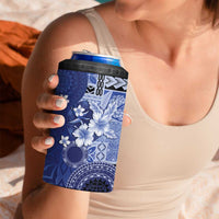 Samoa Siapo Pattern With Navy Hibiscus 4 in 1 Can Cooler Tumbler