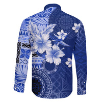 Samoa Siapo Pattern With Navy Hibiscus Family Matching Off Shoulder Maxi Dress and Hawaiian Shirt LT05 - Polynesian Pride