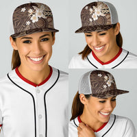 Samoa Siapo Pattern With Brown Hibiscus Baseball Net Cap - Polynesian Pride