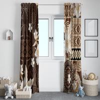 Samoa Siapo Pattern With Brown Hibiscus Window Curtain