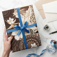 Samoa Siapo Pattern With Brown Hibiscus Wrapping Paper - Polynesian Pride