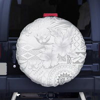 Samoa Siapo Pattern With White Hibiscus Spare Tire Cover