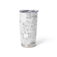 Samoa Siapo Pattern With White Hibiscus Tumbler Cup