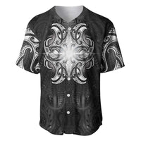 New Zealand Matariki Baseball Jersey Maori Moko Black Galaxy LT05 Black - Polynesian Pride