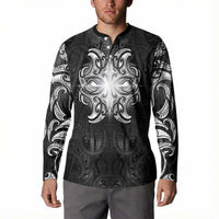 New Zealand Matariki Button Sweatshirt Maori Moko Black Galaxy