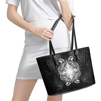 New Zealand Matariki Leather Tote Bag Maori Moko Black Galaxy