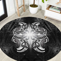 New Zealand Matariki Round Carpet Maori Moko Black Galaxy LT05 Black - Polynesian Pride