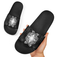 New Zealand Matariki Slide Sandals Maori Moko Black Galaxy LT05 - Polynesian Pride