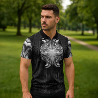 New Zealand Matariki Zipper Polo Shirt Maori Moko Black Galaxy