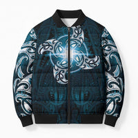 New Zealand Matariki Waita Bomber Puffer Jacket Maori Moko Dark Blue Galaxy LT05 Unisex Blue - Polynesian Pride