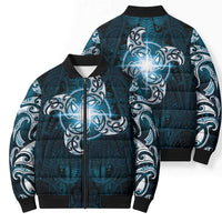 New Zealand Matariki Waita Bomber Puffer Jacket Maori Moko Dark Blue Galaxy LT05 - Polynesian Pride