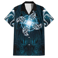 New Zealand Matariki Waita Family Matching Mermaid Dress and Hawaiian Shirt Maori Moko Dark Blue Galaxy LT05 Dad's Shirt - Short Sleeve Blue - Polynesian Pride