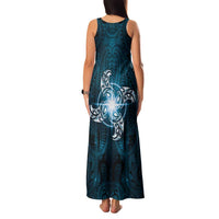 New Zealand Matariki Waita Family Matching Tank Maxi Dress and Hawaiian Shirt Maori Moko Dark Blue Galaxy