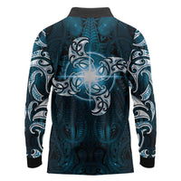 New Zealand Matariki Waita Long Sleeve Polo Shirt Maori Moko Dark Blue Galaxy LT05 - Polynesian Pride