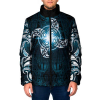New Zealand Matariki Waita Padded Jacket Maori Moko Dark Blue Galaxy LT05 Men Blue - Polynesian Pride