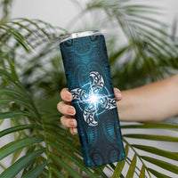 New Zealand Matariki Waita Skinny Tumbler Maori Moko Dark Blue Galaxy