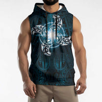 New Zealand Matariki Waita Sleeveless Hoodie Maori Moko Dark Blue Galaxy