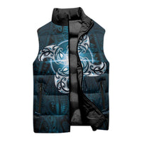 New Zealand Matariki Waita Sleeveless Puffer Jacket Maori Moko Dark Blue Galaxy