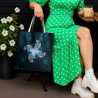 New Zealand Matariki Waita Tote Bag Maori Moko Dark Blue Galaxy