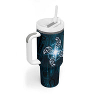 New Zealand Matariki Waita Tumbler With Handle Maori Moko Dark Blue Galaxy LT05 - Polynesian Pride