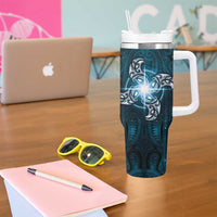 New Zealand Matariki Waita Tumbler With Handle Maori Moko Dark Blue Galaxy LT05 - Polynesian Pride
