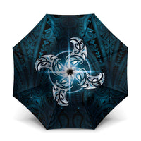 New Zealand Matariki Waita Umbrella Maori Moko Dark Blue Galaxy LT05 One Size Folded 11.42 inch Opened Diameter 37.4 inch Blue - Polynesian Pride