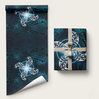 New Zealand Matariki Waita Wrapping Paper Maori Moko Dark Blue Galaxy