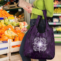 New Zealand Matariki Waipunarangi Grocery Bag Maori Moko Purple Galaxy