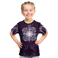 New Zealand Matariki Waipunarangi Kid T Shirt Maori Moko Purple Galaxy