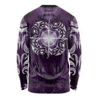 New Zealand Matariki Waipunarangi Long Sleeve Shirt Maori Moko Purple Galaxy