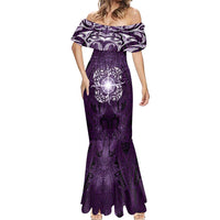 New Zealand Matariki Waipunarangi Mermaid Dress Maori Moko Purple Galaxy