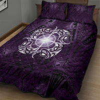 New Zealand Matariki Waipunarangi Quilt Bed Set Maori Moko Purple Galaxy