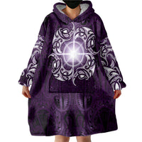 New Zealand Matariki Waipunarangi Wearable Blanket Hoodie Maori Moko Purple Galaxy