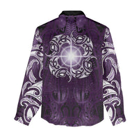 New Zealand Matariki Waipunarangi Women Casual Shirt Maori Moko Purple Galaxy