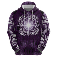 New Zealand Matariki Waipunarangi Zip Hoodie Maori Moko Purple Galaxy