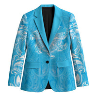 New Zealand Matariki Waiti Blazer Maori Moko Cyan Galaxy LT05 Unisex Cyan - Polynesian Pride