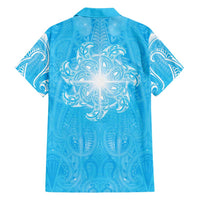 New Zealand Matariki Waiti Hawaiian Shirt Maori Moko Cyan Galaxy LT05 - Polynesian Pride