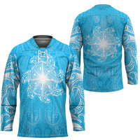 New Zealand Matariki Waiti Hockey Jersey Maori Moko Cyan Galaxy LT05 - Polynesian Pride