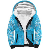 New Zealand Matariki Waiti Sherpa Hoodie Maori Moko Cyan Galaxy