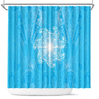 New Zealand Matariki Waiti Shower Curtain Maori Moko Cyan Galaxy