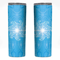 New Zealand Matariki Waiti Skinny Tumbler Maori Moko Cyan Galaxy