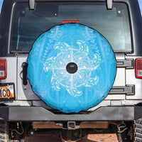 New Zealand Matariki Waiti Spare Tire Cover Maori Moko Cyan Galaxy