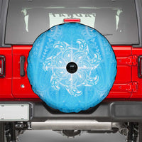 New Zealand Matariki Waiti Spare Tire Cover Maori Moko Cyan Galaxy