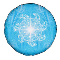 New Zealand Matariki Waiti Spare Tire Cover Maori Moko Cyan Galaxy