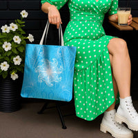 New Zealand Matariki Waiti Tote Bag Maori Moko Cyan Galaxy